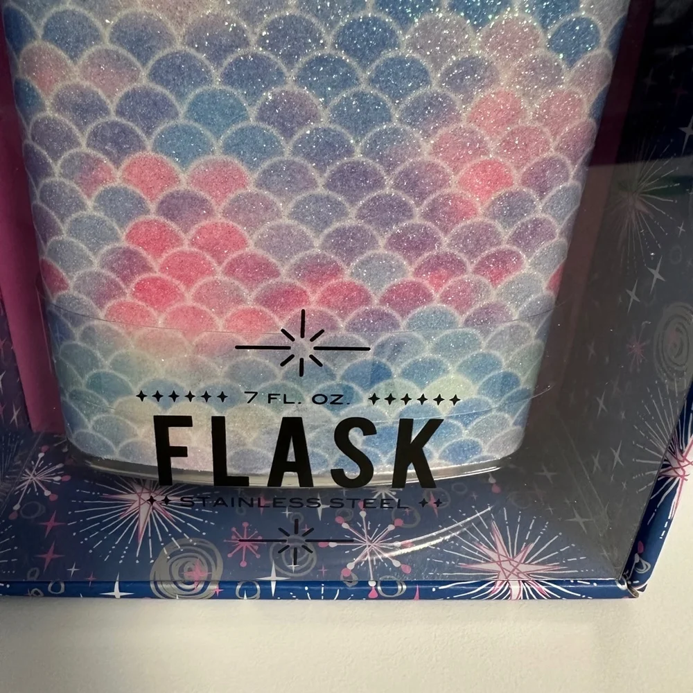 NEW Wild Eye Designs Flask Multi-color 7 FL OZ Stainless Steel Mermaid Girly
